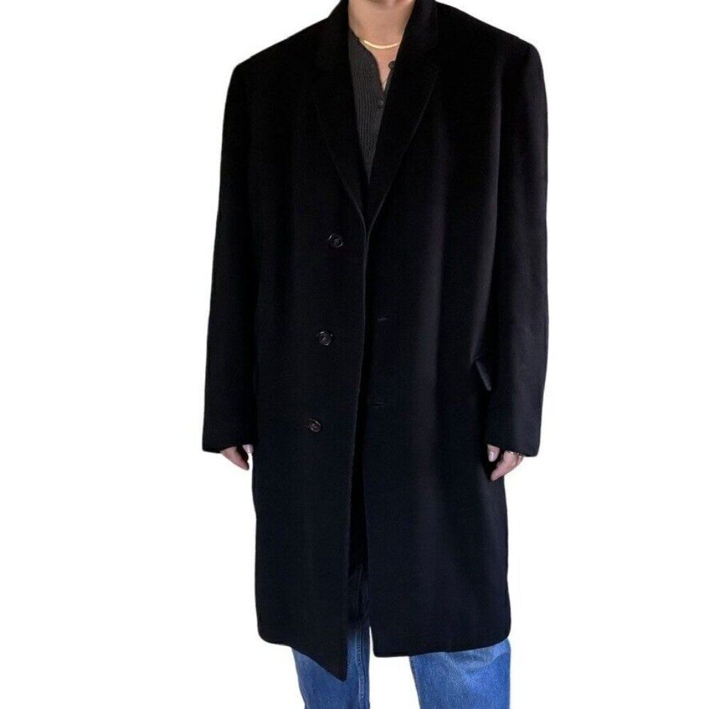 Vintage 1970s Mens 100% Pure Mongolian Cashmere Mid Length Trench Coat Sz 44